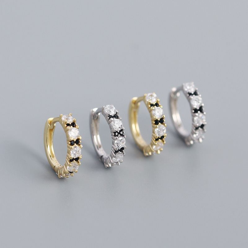 Lovcia Gold CZ Mini Huggie Hoop Earrings 13mm 925-Earrings-Yellow Gold-Yellow Gold