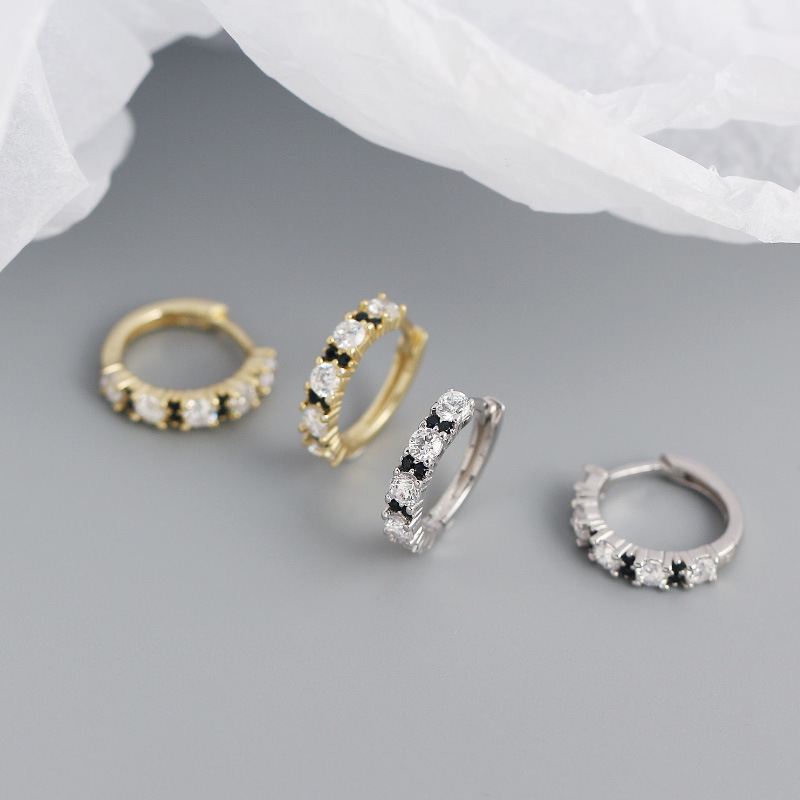 Lovcia Gold CZ Mini Huggie Hoop Earrings 13mm 925-Earrings-Yellow Gold-Yellow Gold