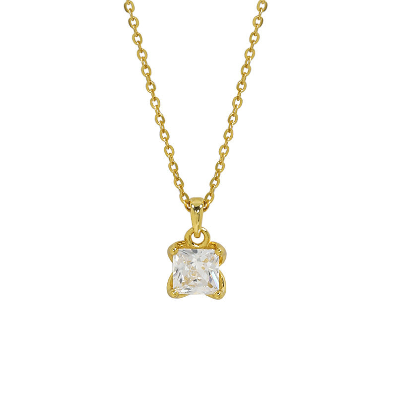 Lovcia Gold CZ Pendant Necklace 18K Gold Plated Chain 400mm-Necklaces-Yellow Gold-Yellow Gold