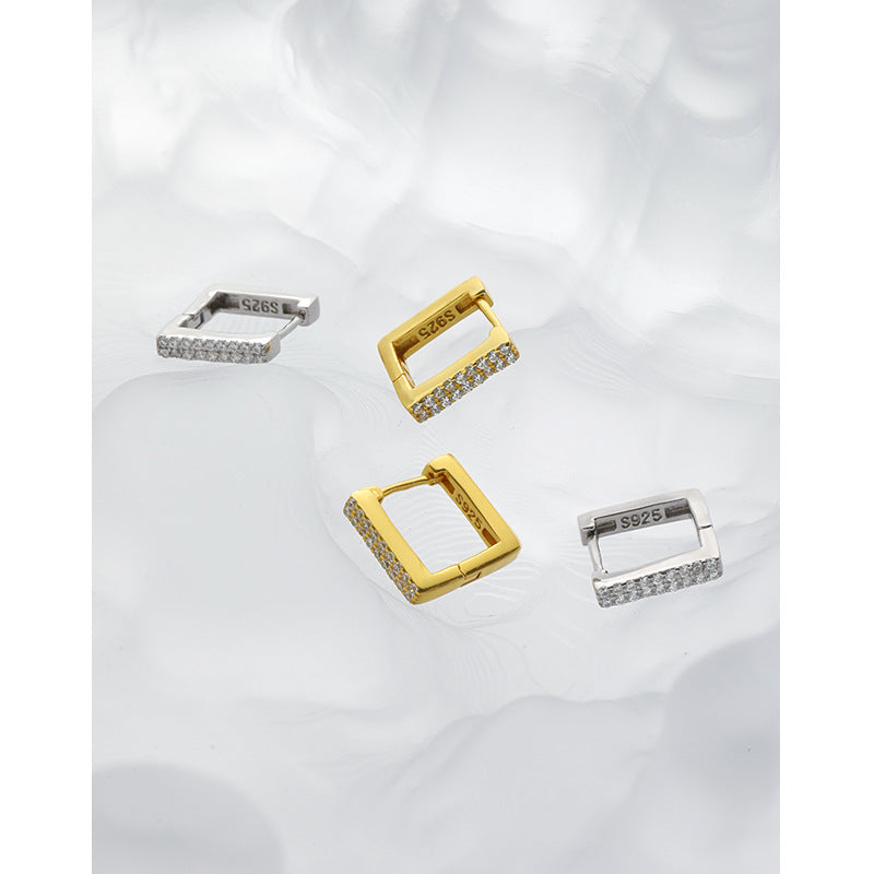 Lovcia Gold CZ Square Hoop Earrings 925 Sterling Silver-Earrings-Yellow Gold-Yellow Gold
