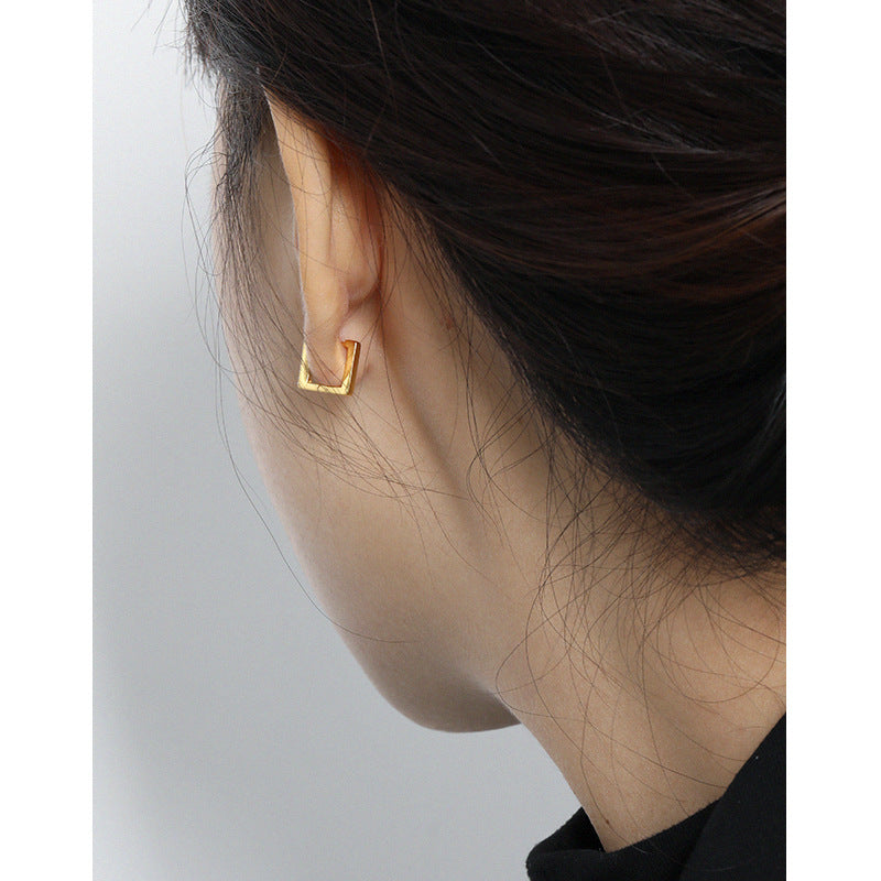 Lovcia Gold CZ Square Hoop Earrings 925 Sterling Silver-Earrings-Yellow Gold-Yellow Gold