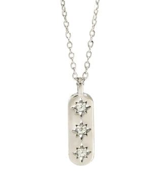 Lovcia Gold CZ Star Tag Necklace 18K Gold Plated 380mm-Necklaces-Silver-Silver