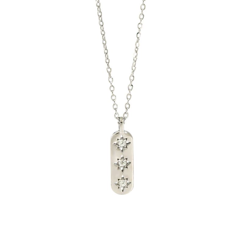 Lovcia Gold CZ Star Tag Necklace 18K Gold Plated 380mm-Necklaces-Yellow Gold-Yellow Gold