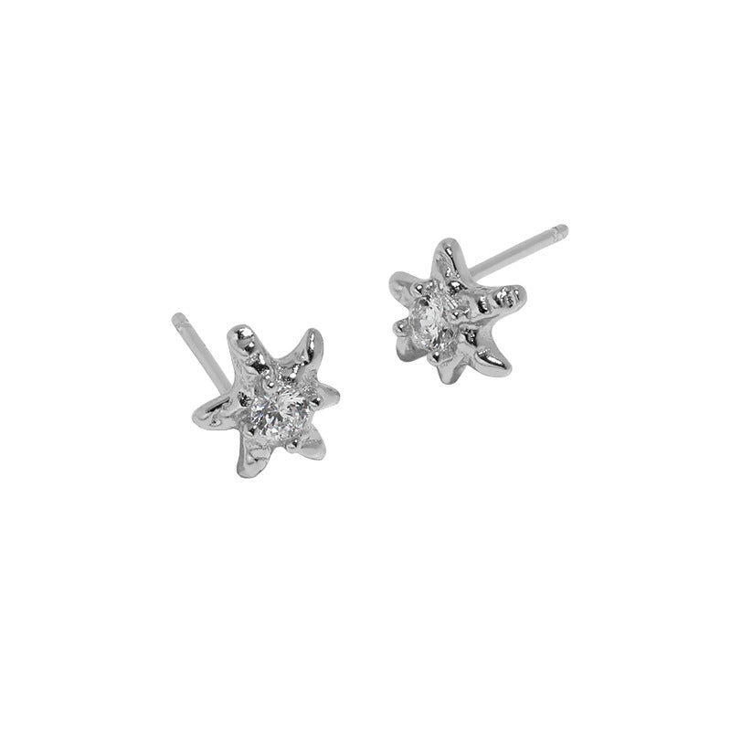 Lovcia Gold CZ Starfish 925 Sterling Silver Stud Earrings-Earrings-Yellow Gold-Yellow Gold