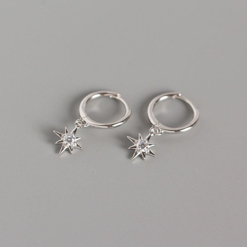 Lovcia Gold CZ Stars 925 Silver Leverback Earrings-Earrings-Yellow Gold-Yellow Gold