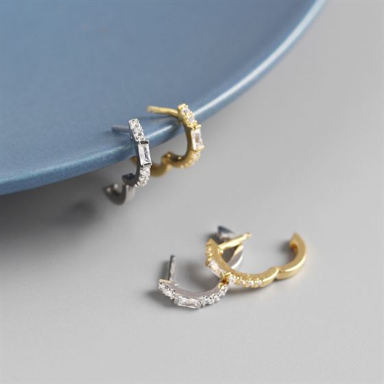 Lovcia Gold CZ Sterling Silver Leverback Earrings Women-Earrings-Yellow Gold-Yellow Gold