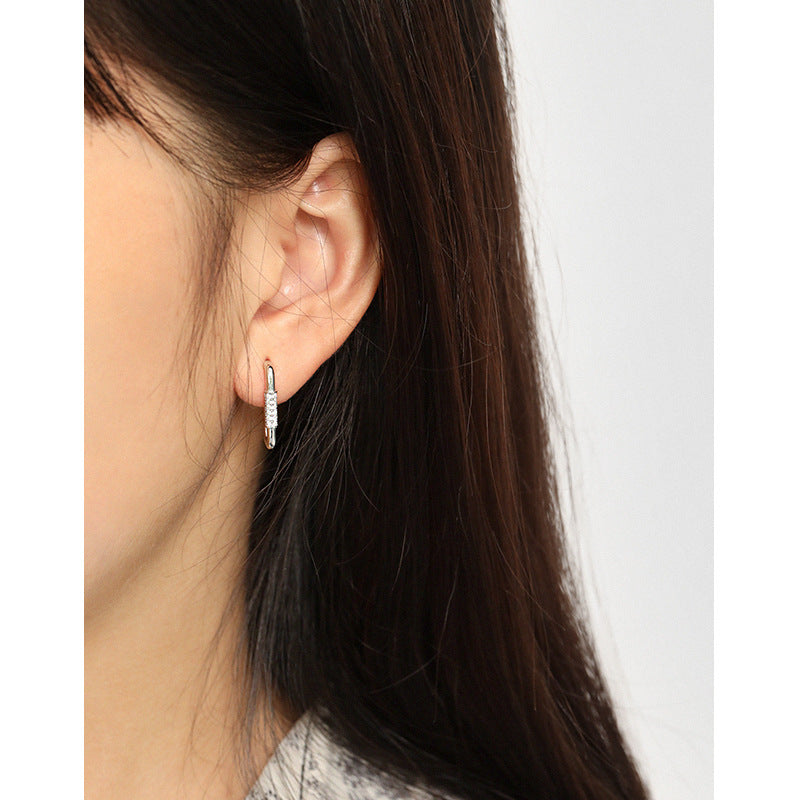 Lovcia Gold CZ U Shape Hoop Earrings 11x21mm 925 Goldtone-Earrings-Yellow Gold-Yellow Gold