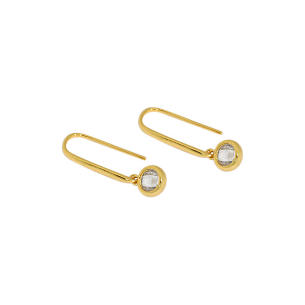 Lovcia Gold CZ U Shape Stud Earrings 17.4mm 8.7mm Plated-Earrings-Yellow Gold-Yellow Gold