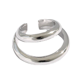 Lovcia Gold Double Layer Circle Earring 16.7mm Non Pierced-Earrings-Silver (Single)-Silver (Single)