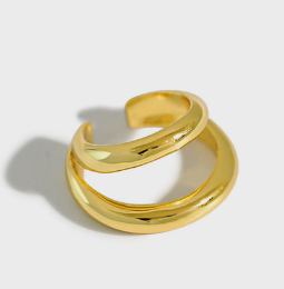 Lovcia Gold Double Layer Circle Earring 16.7mm Non Pierced-Earrings-Yellow Gold (Single)-Yellow Gold (Single)