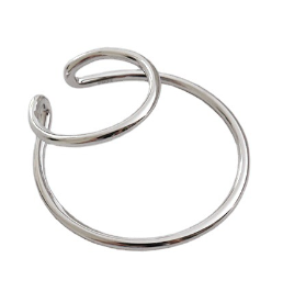 Lovcia Gold Double Layer Non Pierced Hoop Earring 16.3mm-Earrings-Silver (Single)-Silver (Single)