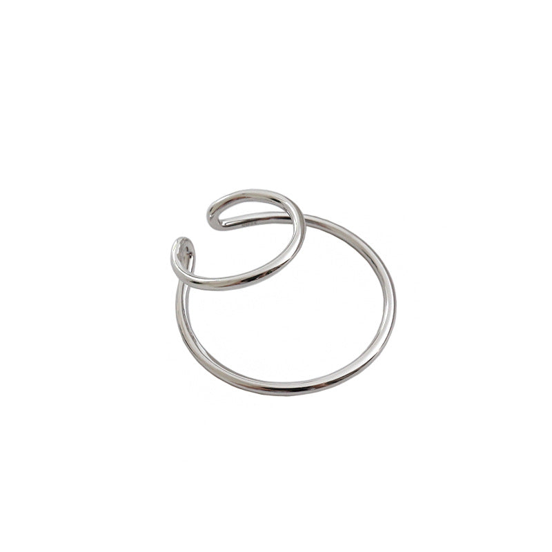 Lovcia Gold Double Layer Non Pierced Hoop Earring 16.3mm-Earrings-Yellow Gold (Single)-Yellow Gold (Single)