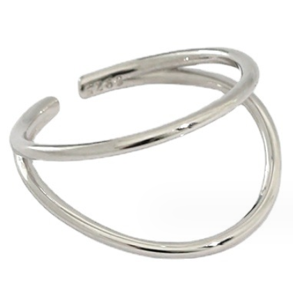 Lovcia Gold Double Layers Open Ring 925 Sterling Silver-Rings-Rhodium-Rhodium