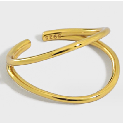 Lovcia Gold Double Layers Open Ring 925 Sterling Silver-Rings-Yellow Gold-Yellow Gold