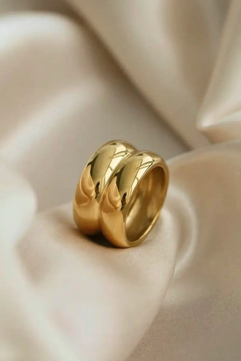 Lovcia Gold Double Ridge Ring-Rings-Gold-6-Gold