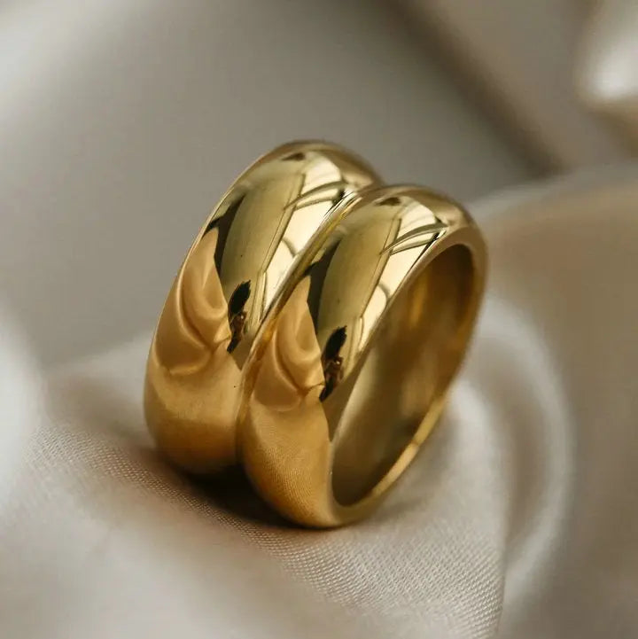 Lovcia Gold Double Ridge Ring-Rings-Gold-6-Gold