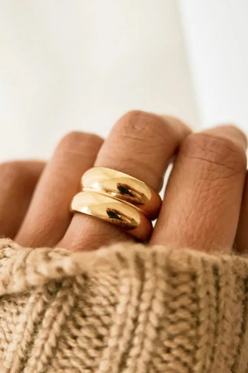 Lovcia Gold Double Ridge Ring-Rings-Gold-6-Gold