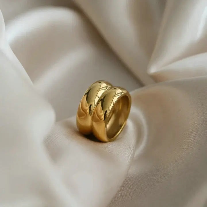Lovcia Gold Double Ridge Ring-Rings-Gold-6-Gold