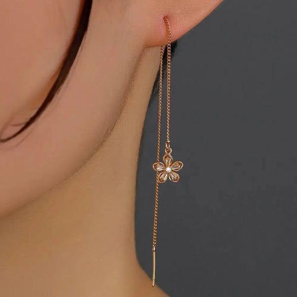 Lovcia Gold Floral Copper Hardware Tassel Earring Earrings-Earrings-Gold-Gold
