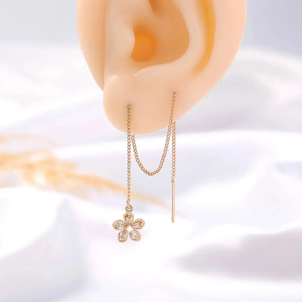 Lovcia Gold Floral Copper Hardware Tassel Earring Earrings-Earrings-Gold-Gold