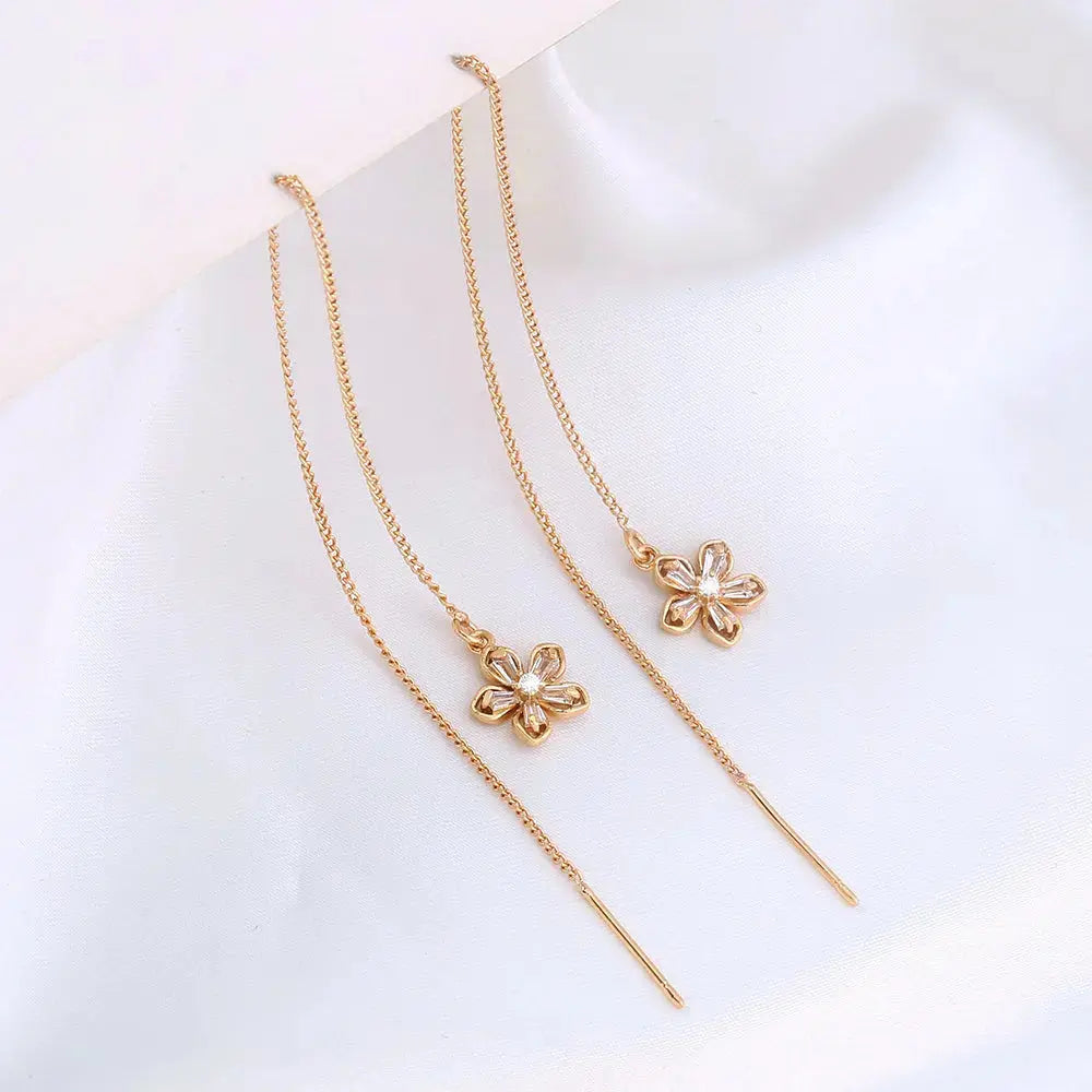 Lovcia Gold Floral Copper Hardware Tassel Earring Earrings-Earrings-Gold-Gold