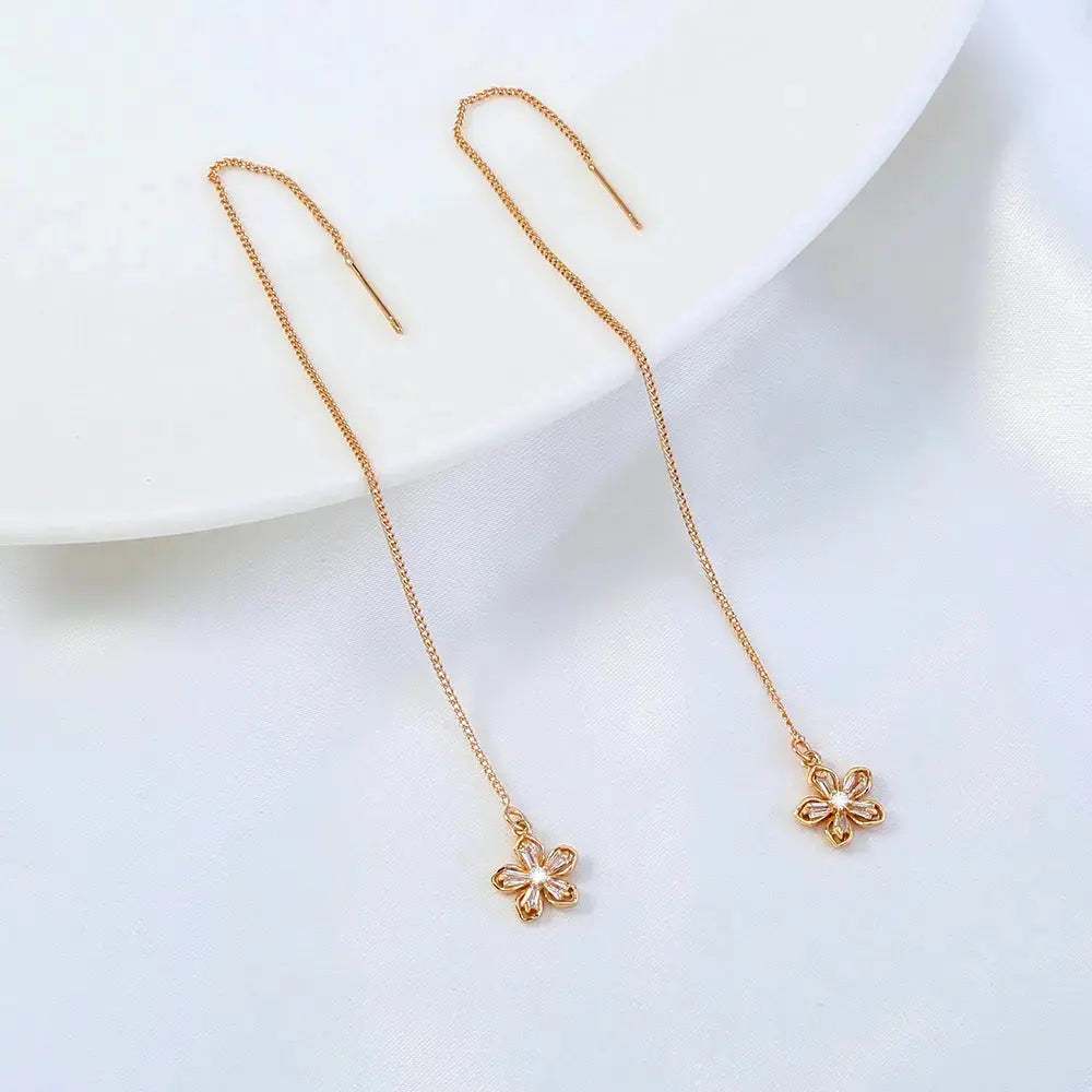 Lovcia Gold Floral Copper Hardware Tassel Earring Earrings-Earrings-Gold-Gold
