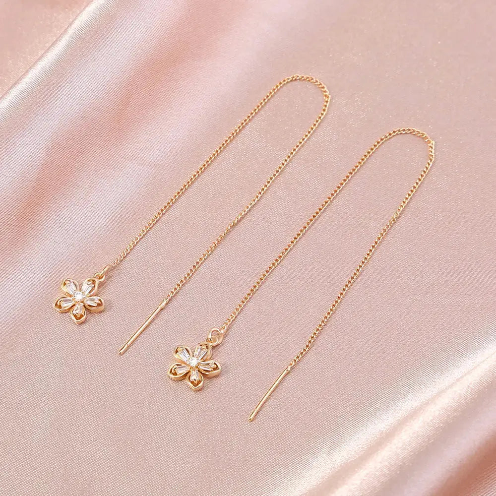 Lovcia Gold Floral Copper Hardware Tassel Earring Earrings-Earrings-Gold-Gold