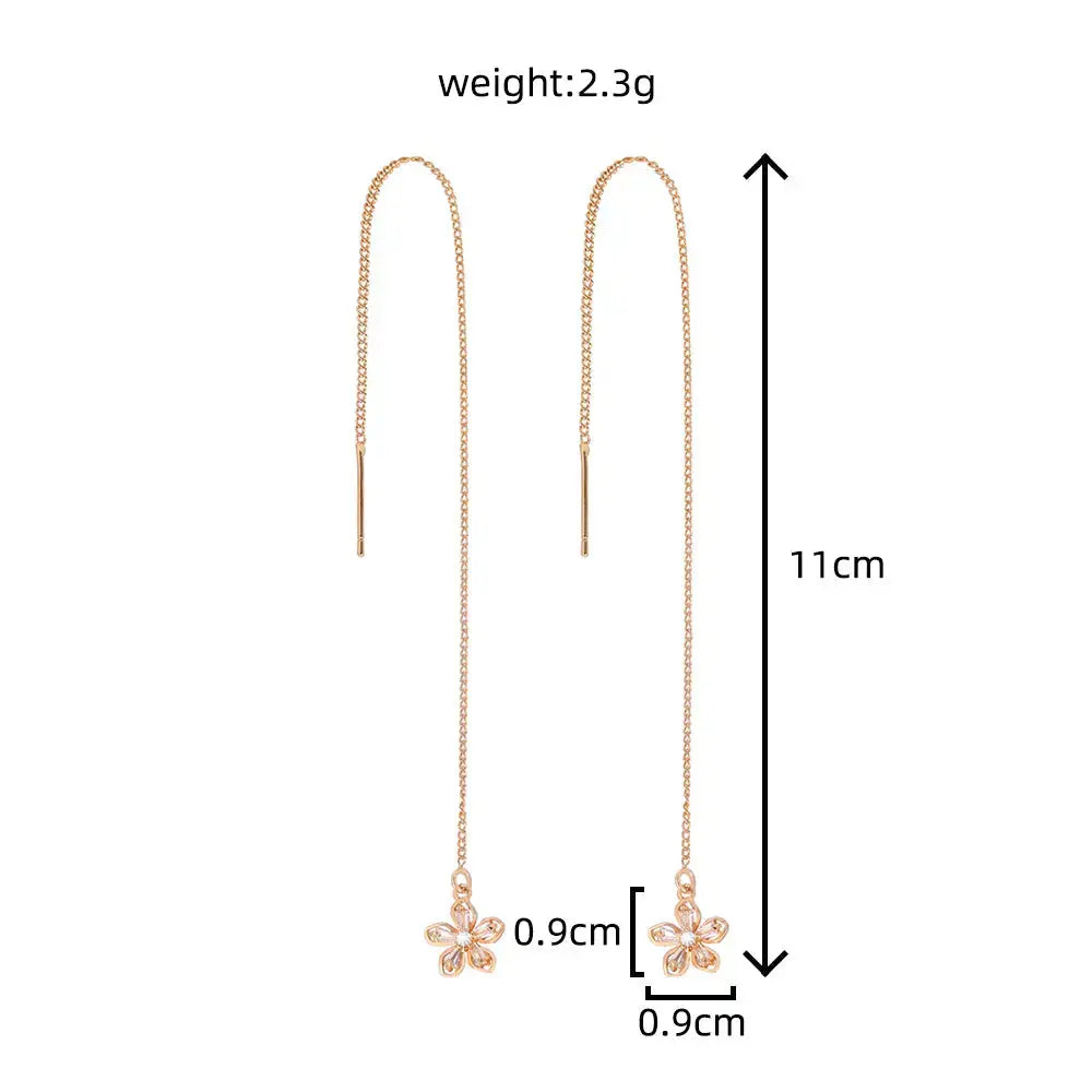 Lovcia Gold Floral Copper Hardware Tassel Earring Earrings-Earrings-Gold-Gold