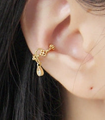 Lovcia Gold Four Leaf Clover Waterdrop Earring 9mm 925-Earrings-Yellow Gold (Single)-