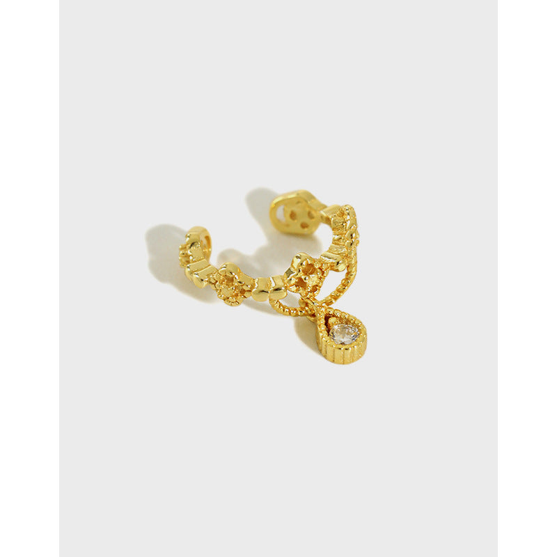 Lovcia Gold Four Leaf Clover Waterdrop Earring 9mm 925-Earrings-Yellow Gold (Single)-