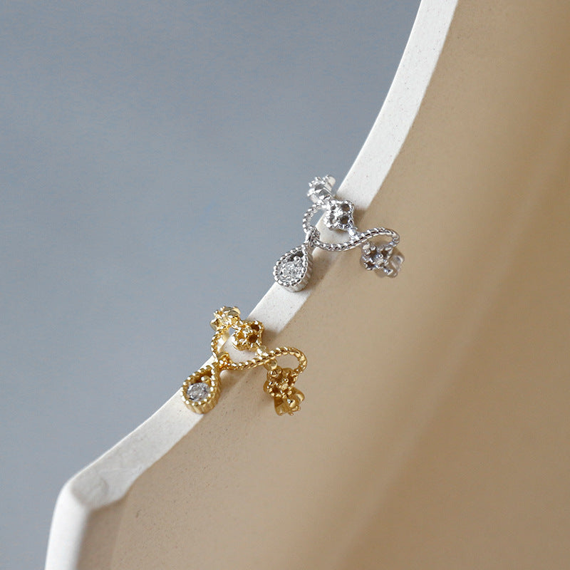 Lovcia Gold Four Leaf Clover Waterdrop Earring 9mm 925-Earrings-Yellow Gold (Single)-