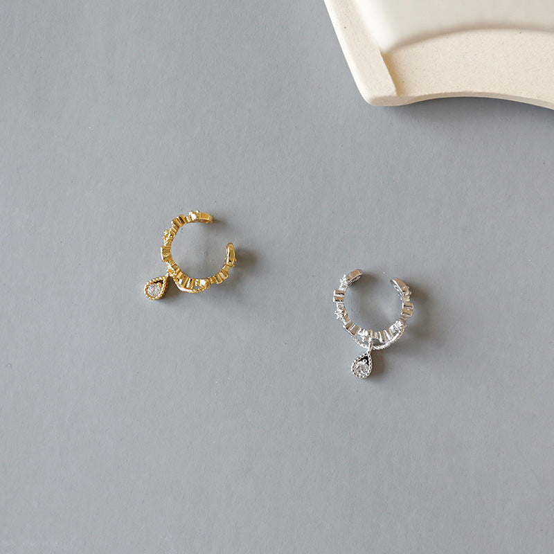 Lovcia Gold Four Leaf Clover Waterdrop Earring 9mm 925-Earrings-Yellow Gold (Single)-