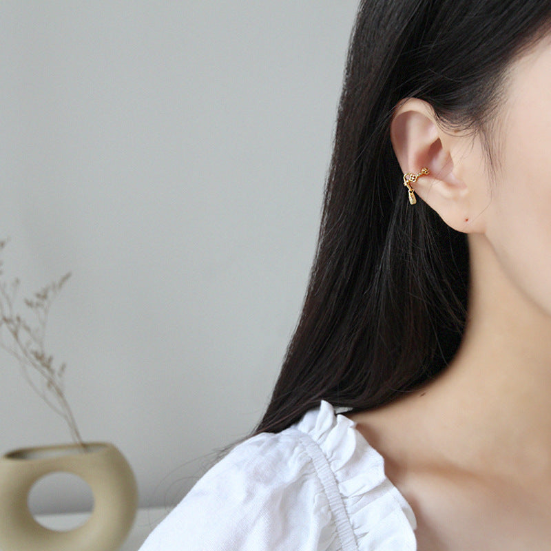 Lovcia Gold Four Leaf Clover Waterdrop Earring 9mm 925-Earrings-Yellow Gold (Single)-