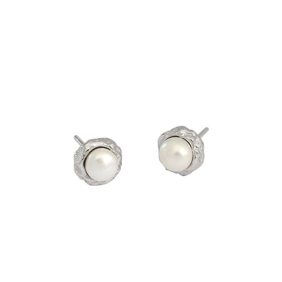 Lovcia Gold Freshwater Pearl Stud Earrings 7.5mm 925-Earrings-Yellow Gold-Yellow Gold