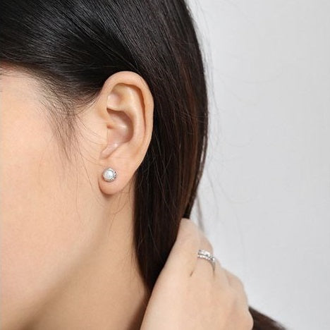 Lovcia Gold Freshwater Pearl Stud Earrings 7.5mm 925-Earrings-Yellow Gold-Yellow Gold