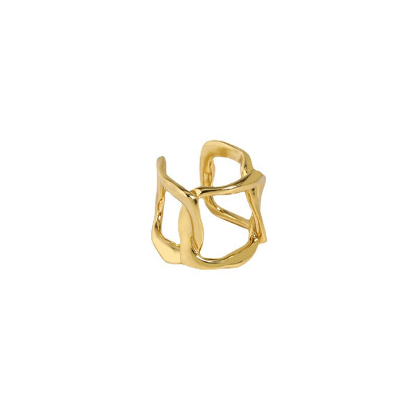 Lovcia Gold Geometric Hollow Non Pierced Earring 10mm-Earrings-Yellow Gold-Yellow Gold