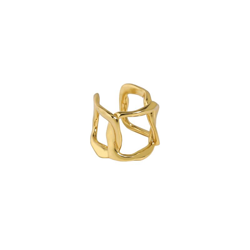 Lovcia Gold Geometric Hollow Non Pierced Earring 10mm-Earrings-Yellow Gold-Yellow Gold