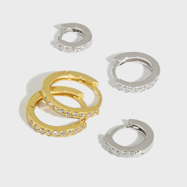 Lovcia Gold Geometry CZ Circle 925 Sterling Silver Hoops 6mm-Earrings-Yellow Gold-#13mm-Yellow Gold