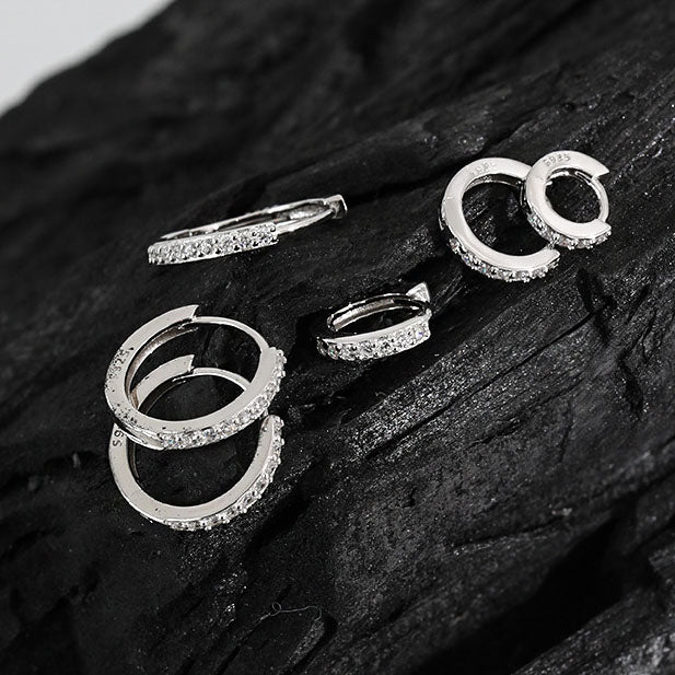 Lovcia Gold Geometry CZ Circle 925 Sterling Silver Hoops 6mm-Earrings-Yellow Gold-#13mm-Yellow Gold