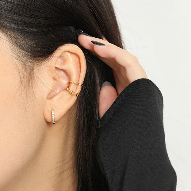 Lovcia Gold Geometry CZ Circle 925 Sterling Silver Hoops 6mm-Earrings-Yellow Gold-#13mm-Yellow Gold