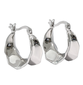 Lovcia Gold Geometry Irregular Circle Hoop Earrings-Earrings-Silver-