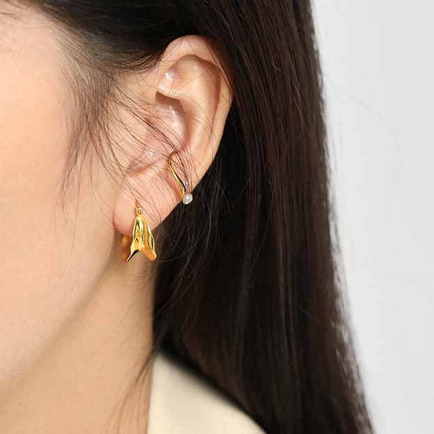 Lovcia Gold Geometry Irregular Circle Hoop Earrings-Earrings-Yellow Gold-
