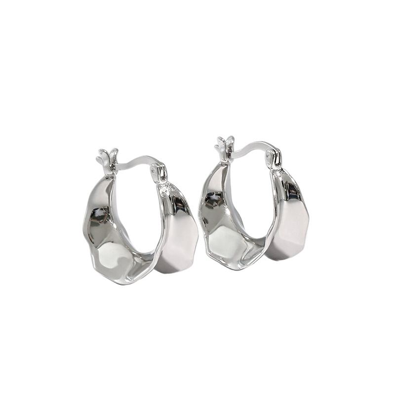 Lovcia Gold Geometry Irregular Circle Hoop Earrings-Earrings-Yellow Gold-