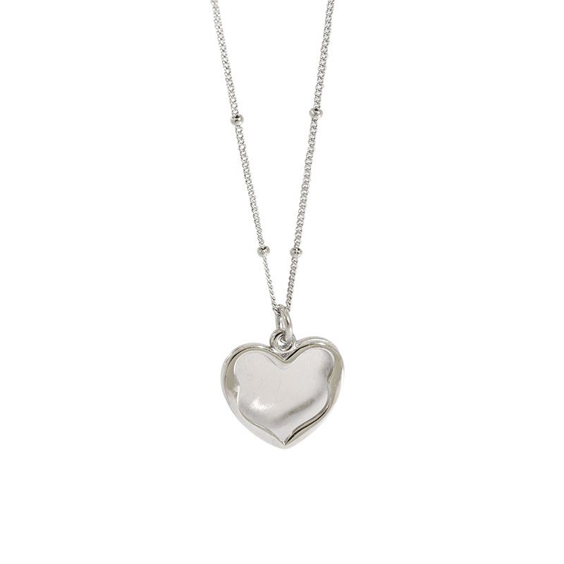 Lovcia Gold Heart Pendant Necklace 16mm 18K Gold Plated-Necklaces-Silver-