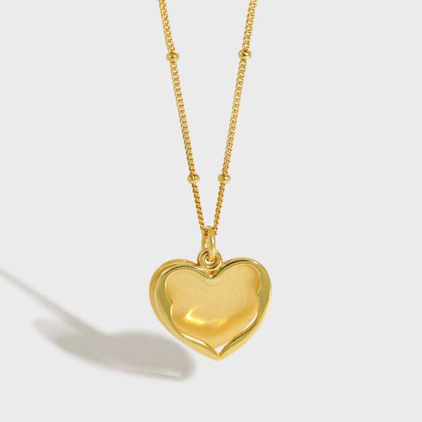 Lovcia Gold Heart Pendant Necklace 16mm 18K Gold Plated-Necklaces-Yellow Gold-