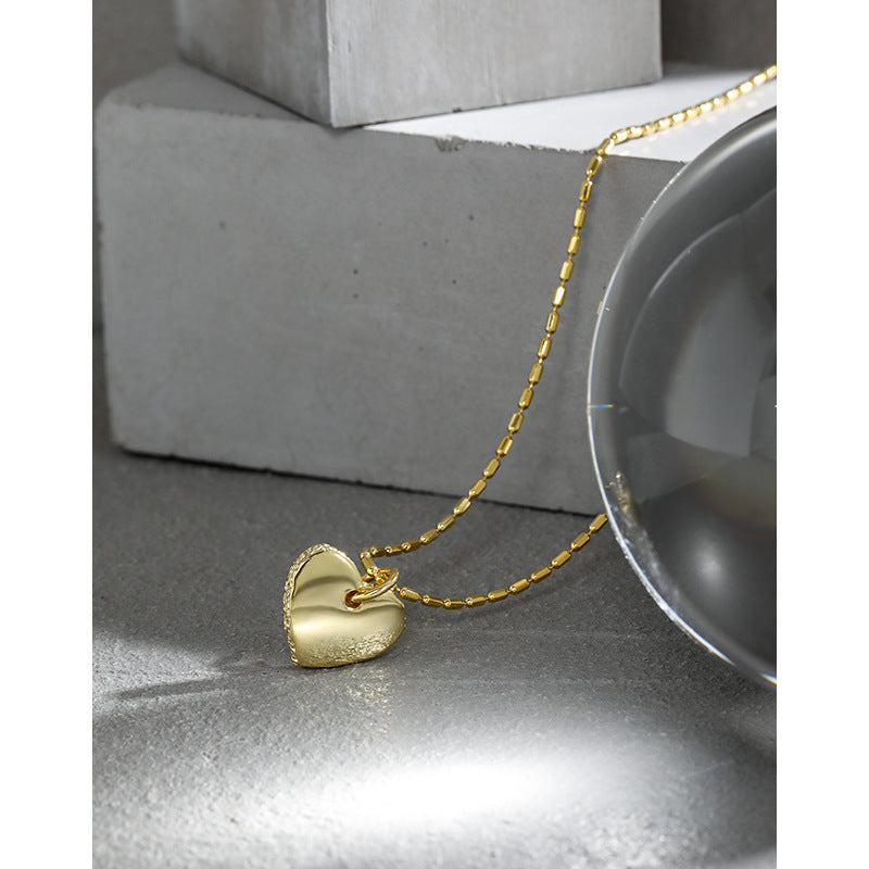 Lovcia Gold Heart Pendant Necklace 18K Gold Plated 925-Necklaces-Yellow Gold-Yellow Gold