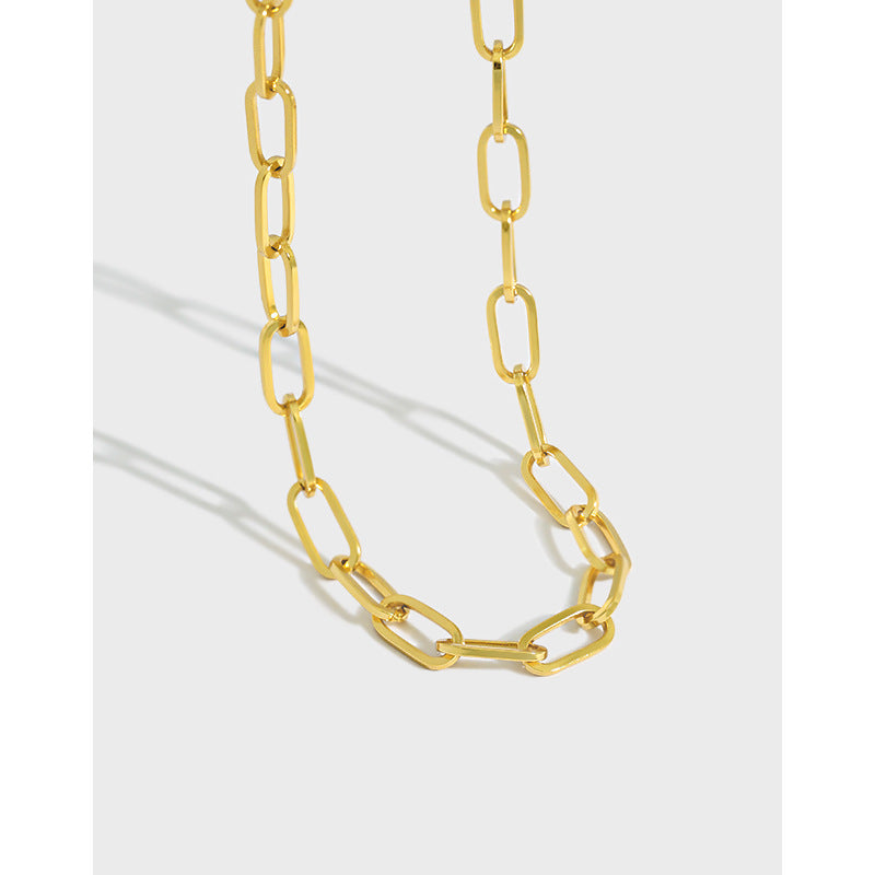Lovcia Gold Hollow Chain 925 Sterling Silver Necklace 370mm-Necklaces-Yellow Gold-Yellow Gold