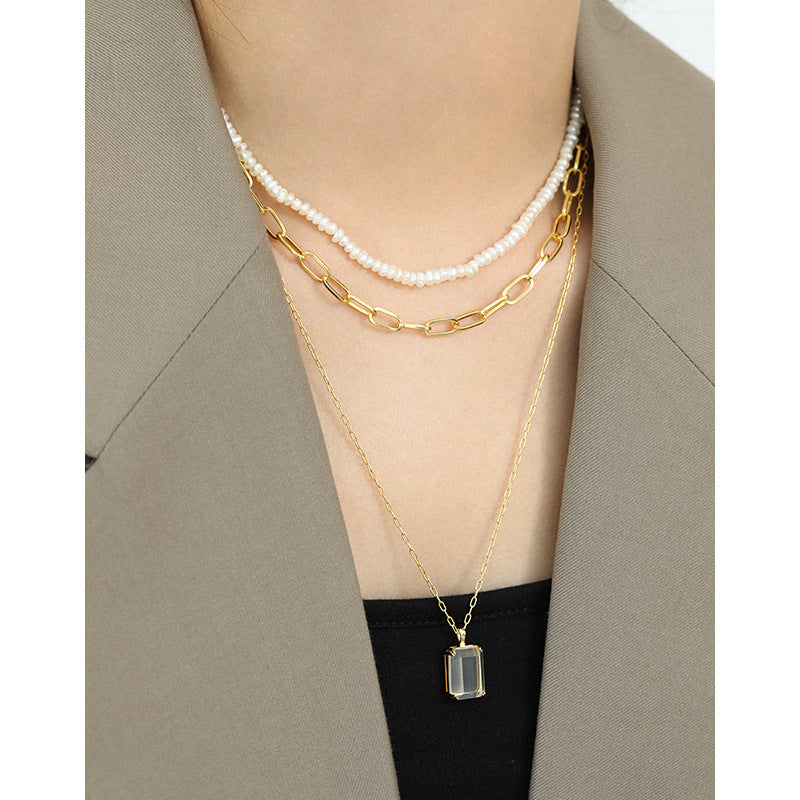 Lovcia Gold Hollow Chain 925 Sterling Silver Necklace 370mm-Necklaces-Yellow Gold-Yellow Gold