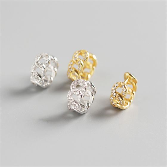 Lovcia Gold Hollow Chain CZ Leverback Earrings 925-Earrings-Yellow Gold-Yellow Gold