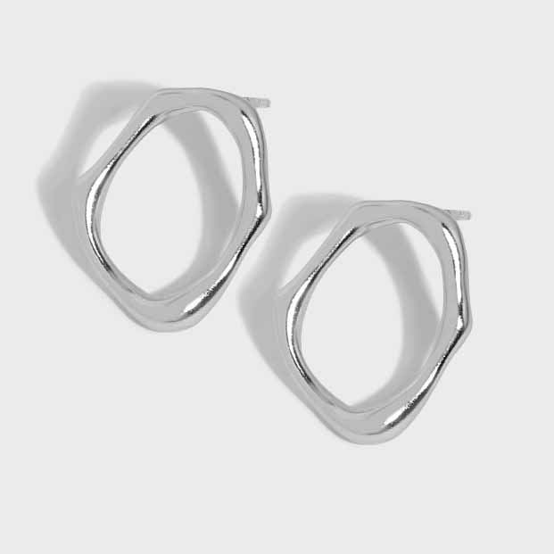 Lovcia Gold Hollow Irregular Circle 925 Stud Earrings-Earrings-Yellow Gold-Yellow Gold
